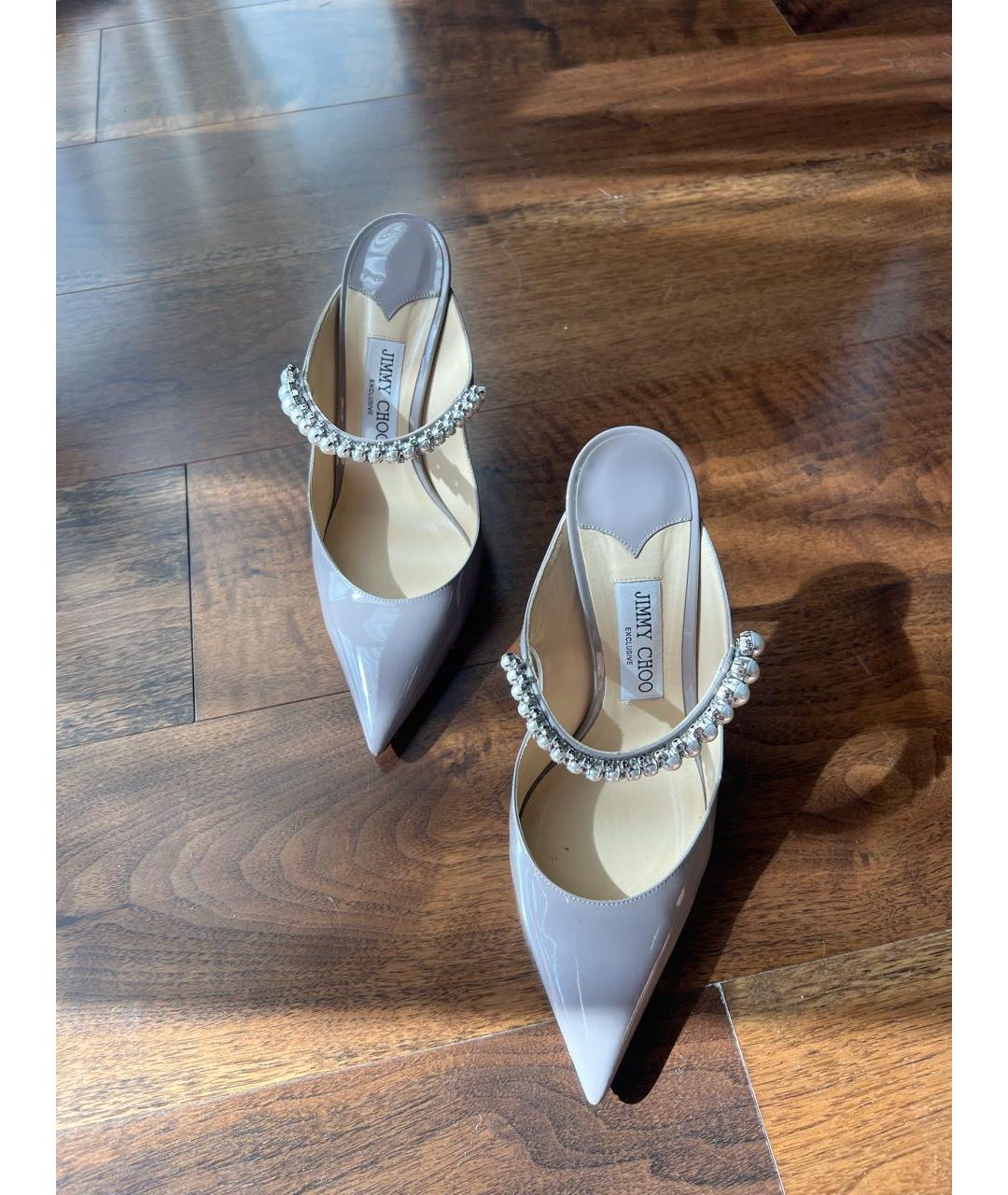 JIMMY CHOO Серые кожаные мюли, фото 3