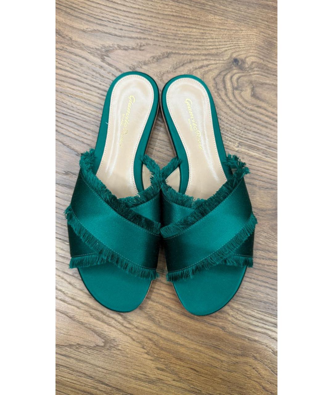 GIANVITO ROSSI Бирюзовые текстильные шлепанцы, фото 3