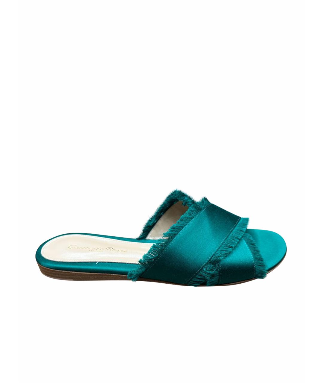 GIANVITO ROSSI Бирюзовые текстильные шлепанцы, фото 1