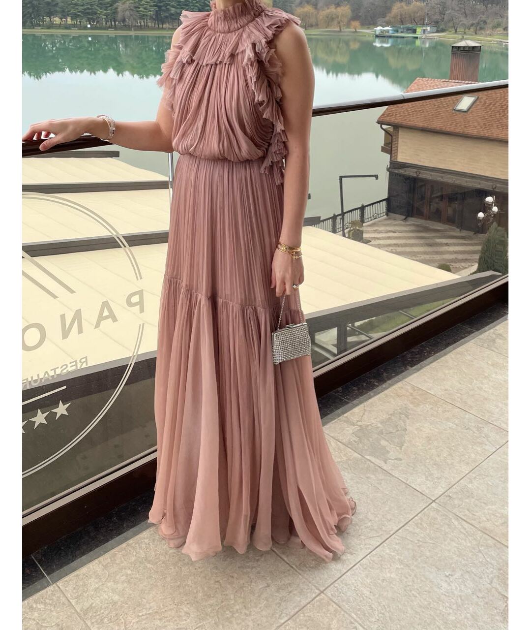 MARIA LUCIA HOHAN Розовое шифоновое платье, фото 4