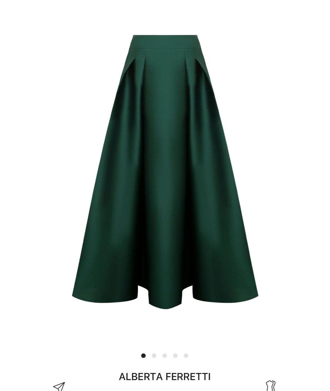 ALBERTA FERRETTI Зеленый атласный костюм с юбками, фото 2