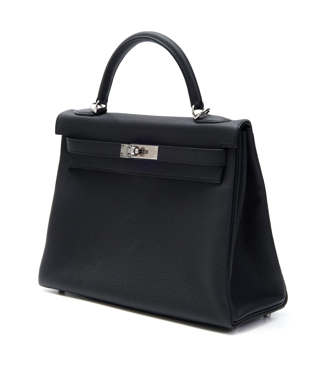 HERMES Черная кожаная сумка с короткими ручками, фото 2