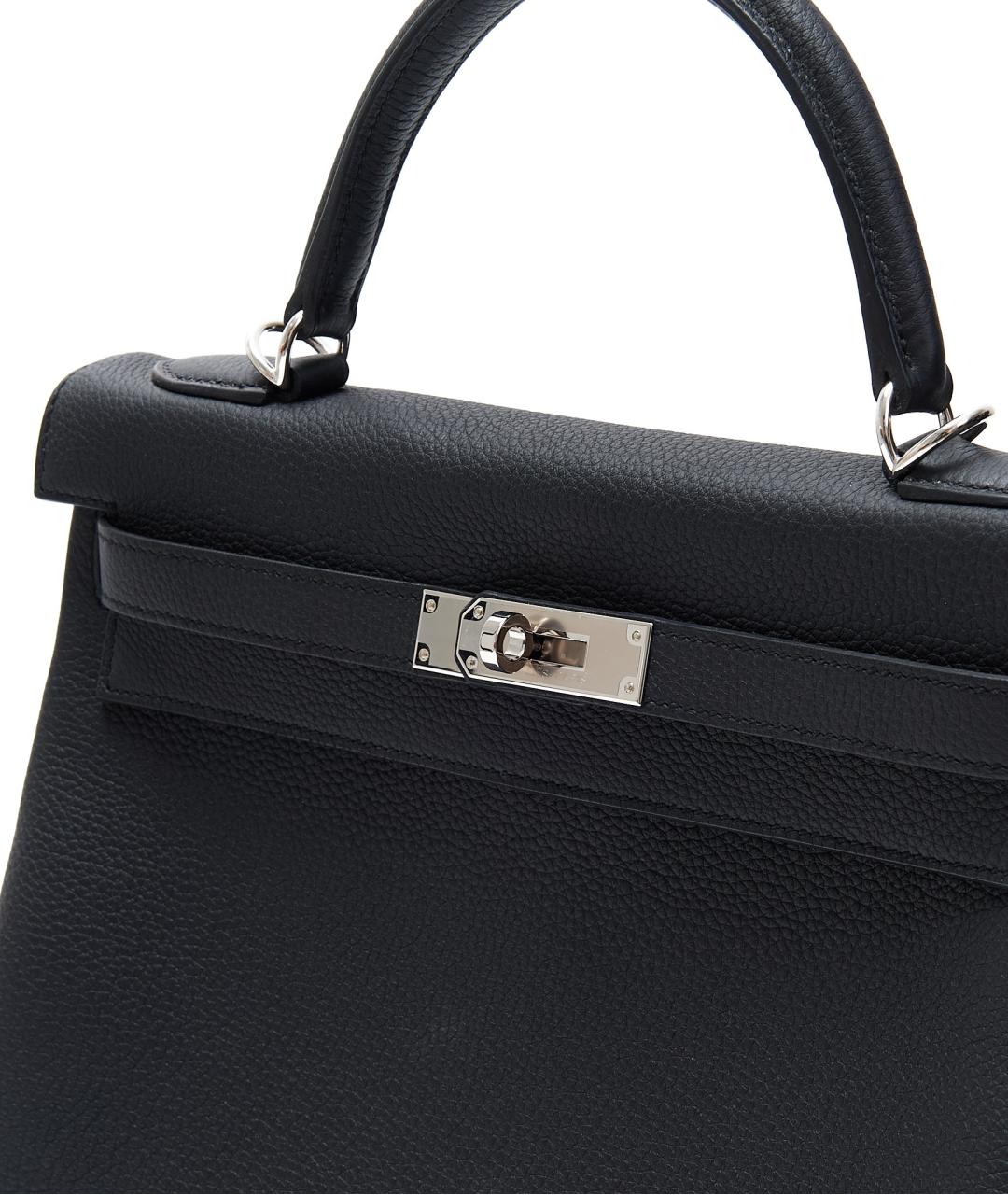 HERMES Черная кожаная сумка с короткими ручками, фото 3