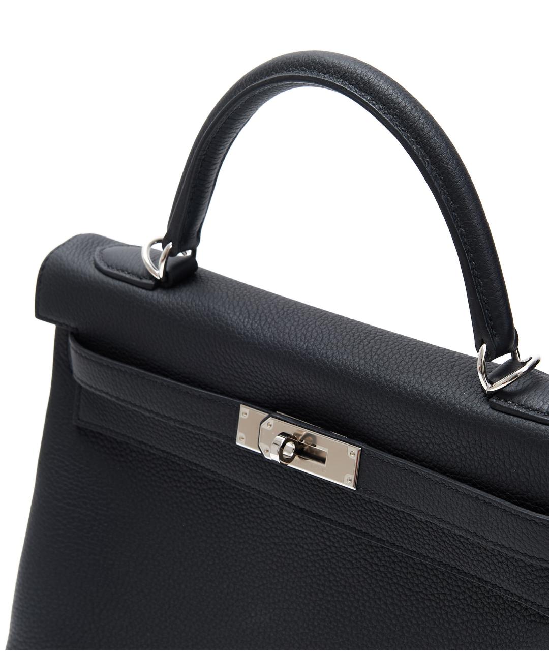 HERMES Черная кожаная сумка с короткими ручками, фото 4