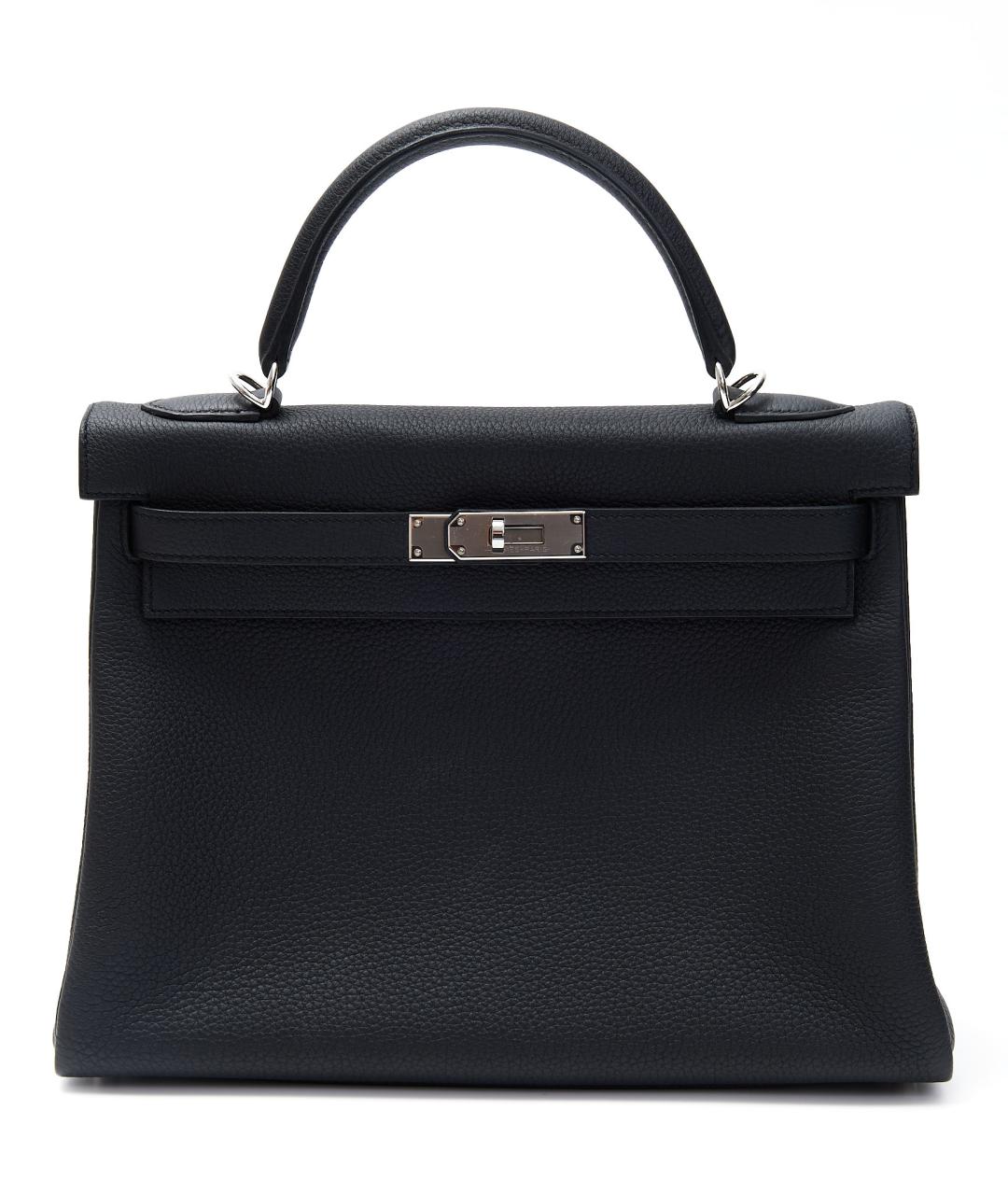 HERMES Черная кожаная сумка с короткими ручками, фото 1