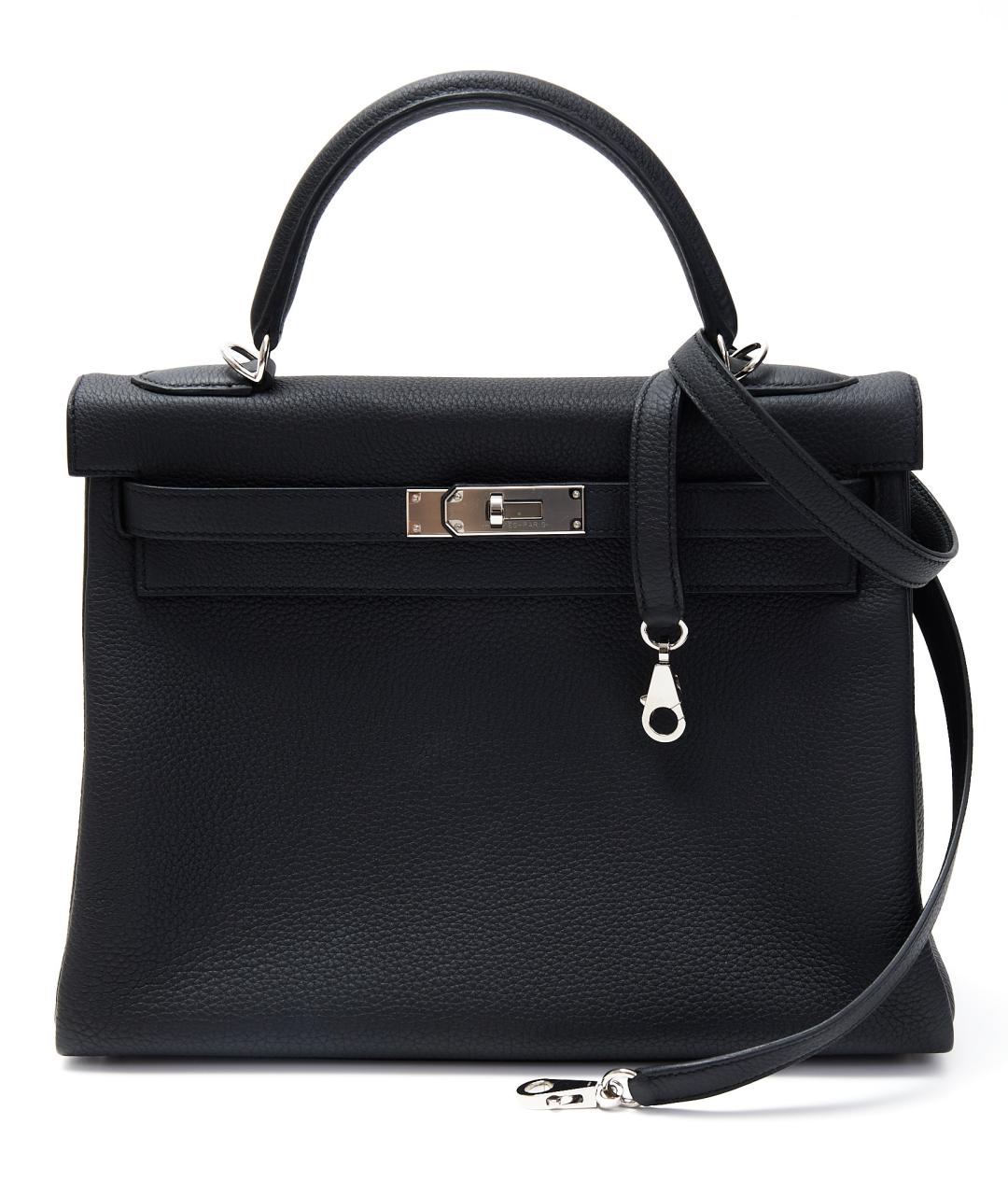 HERMES Черная кожаная сумка с короткими ручками, фото 6