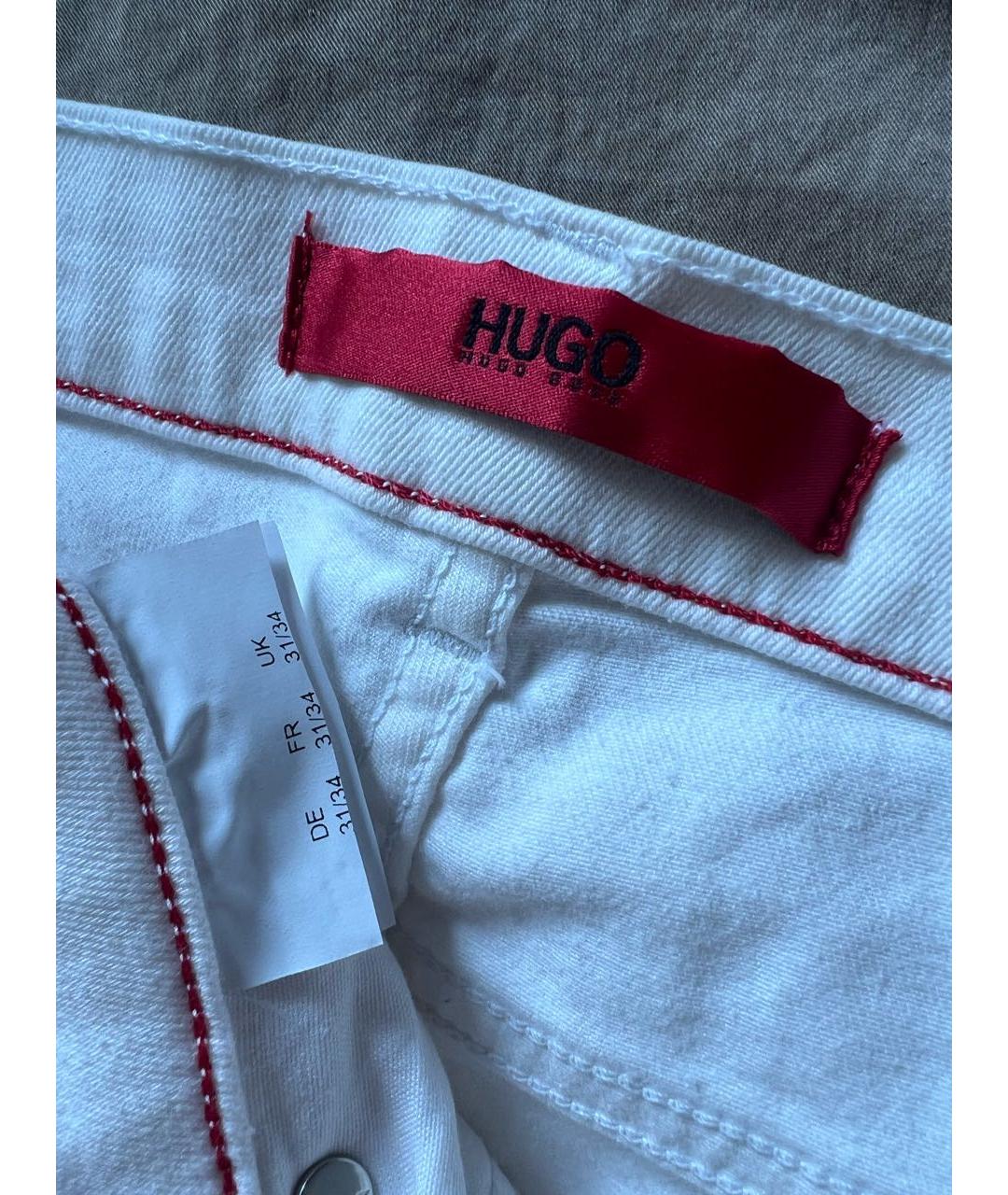 HUGO BOSS Белые хлопко-эластановые джинсы слим, фото 3