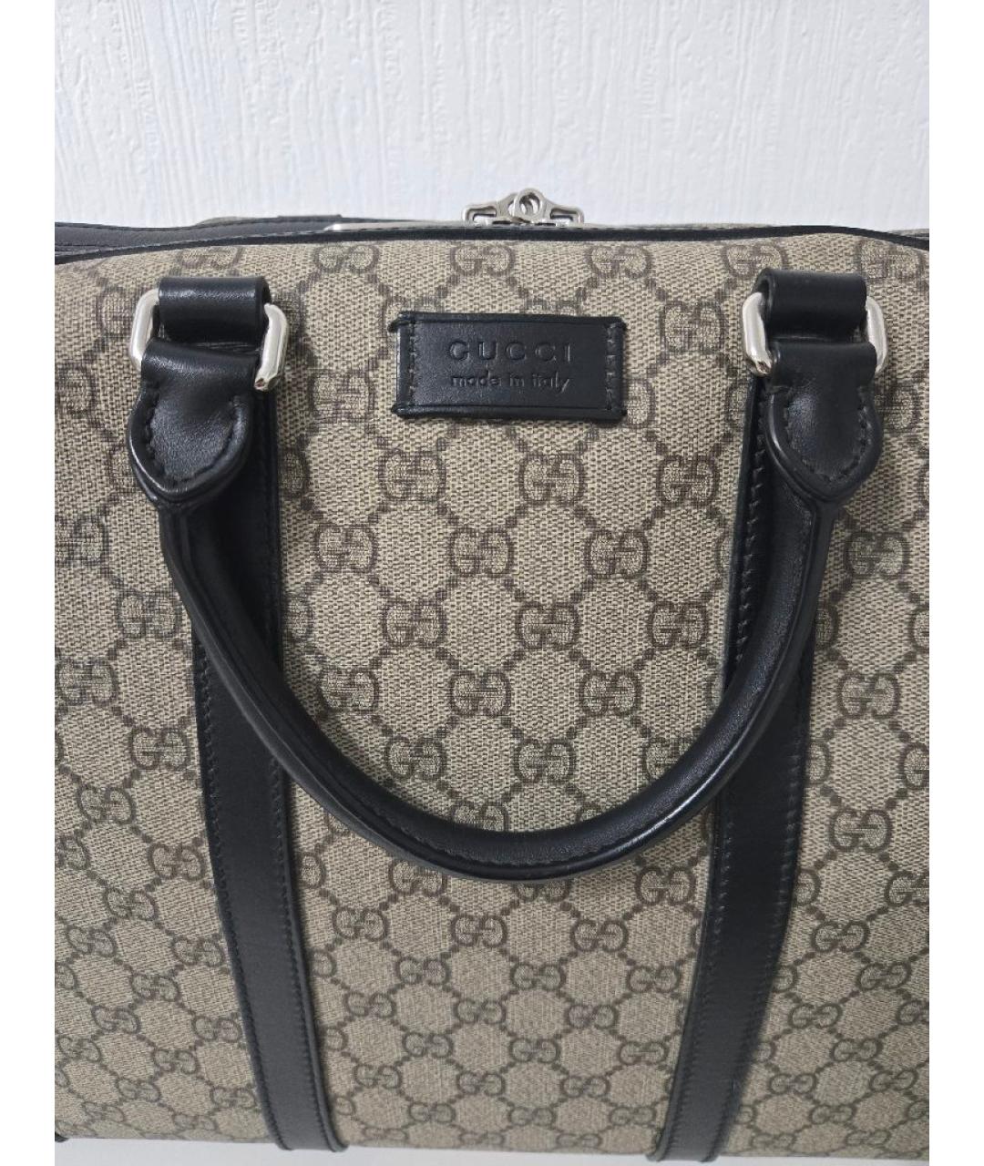 GUCCI Бежевый кожаный портфель, фото 3