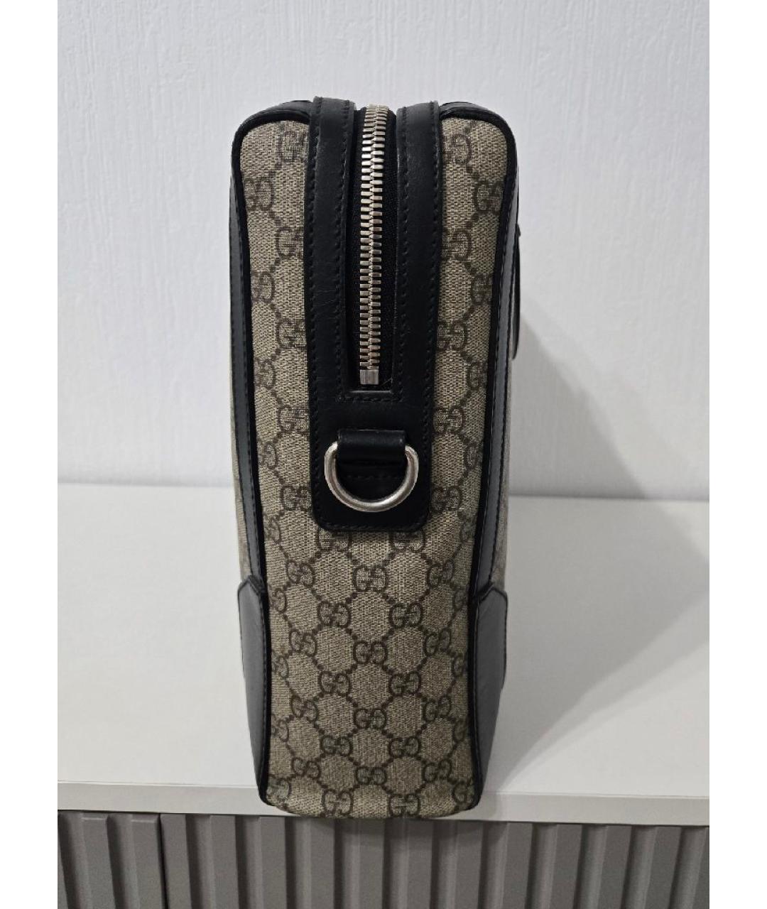 GUCCI Бежевый кожаный портфель, фото 6