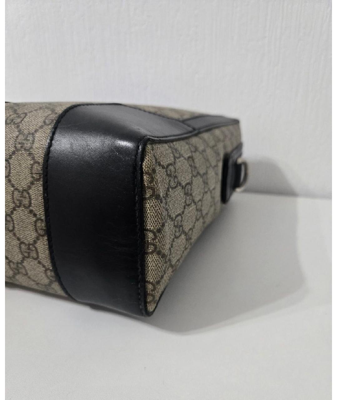 GUCCI Бежевый кожаный портфель, фото 9
