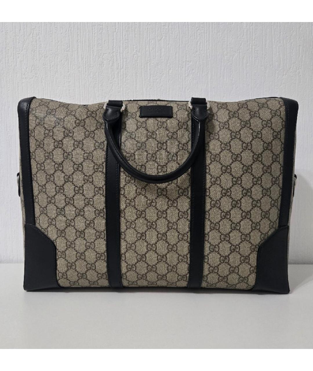 GUCCI Бежевый кожаный портфель, фото 10