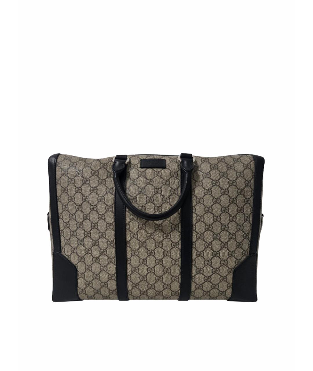 GUCCI Бежевый кожаный портфель, фото 1