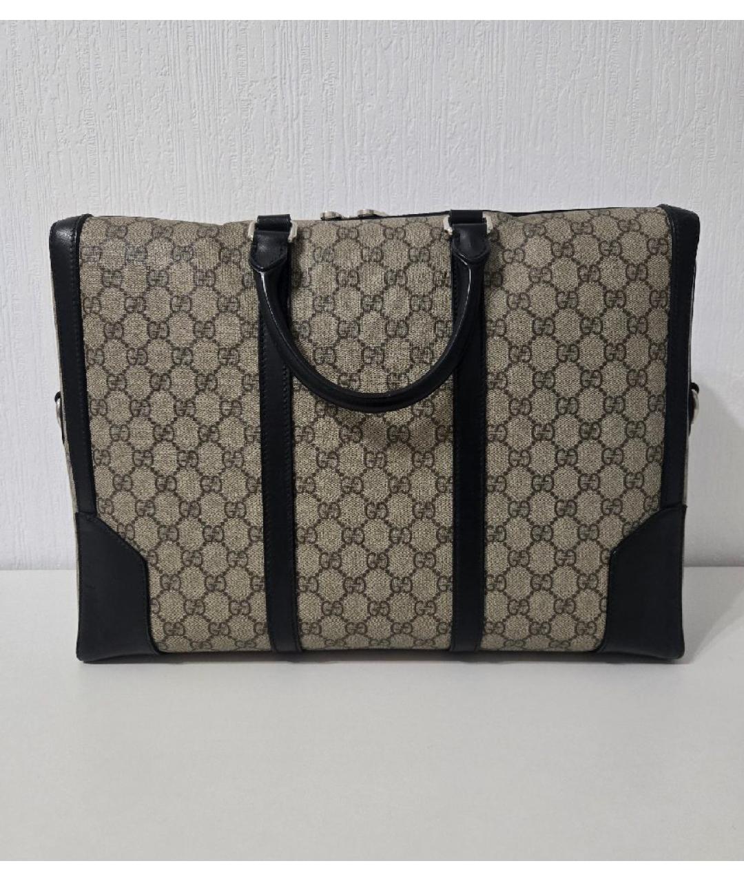 GUCCI Бежевый кожаный портфель, фото 2