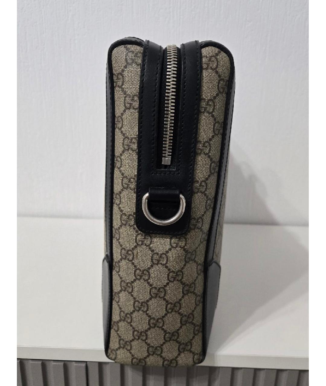 GUCCI Бежевый кожаный портфель, фото 7