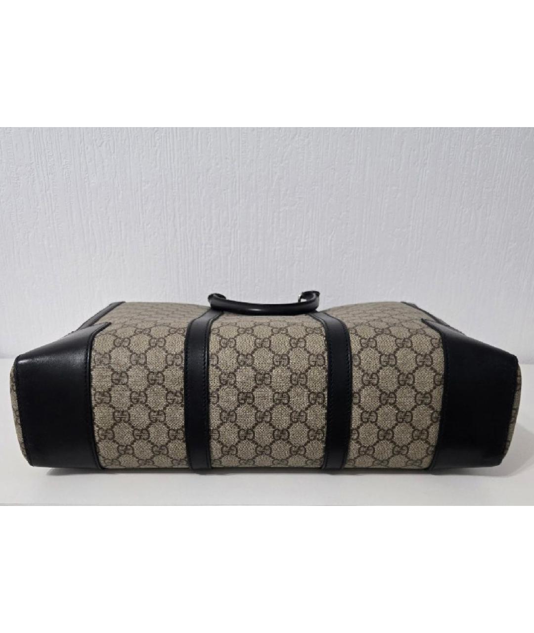 GUCCI Бежевый кожаный портфель, фото 8