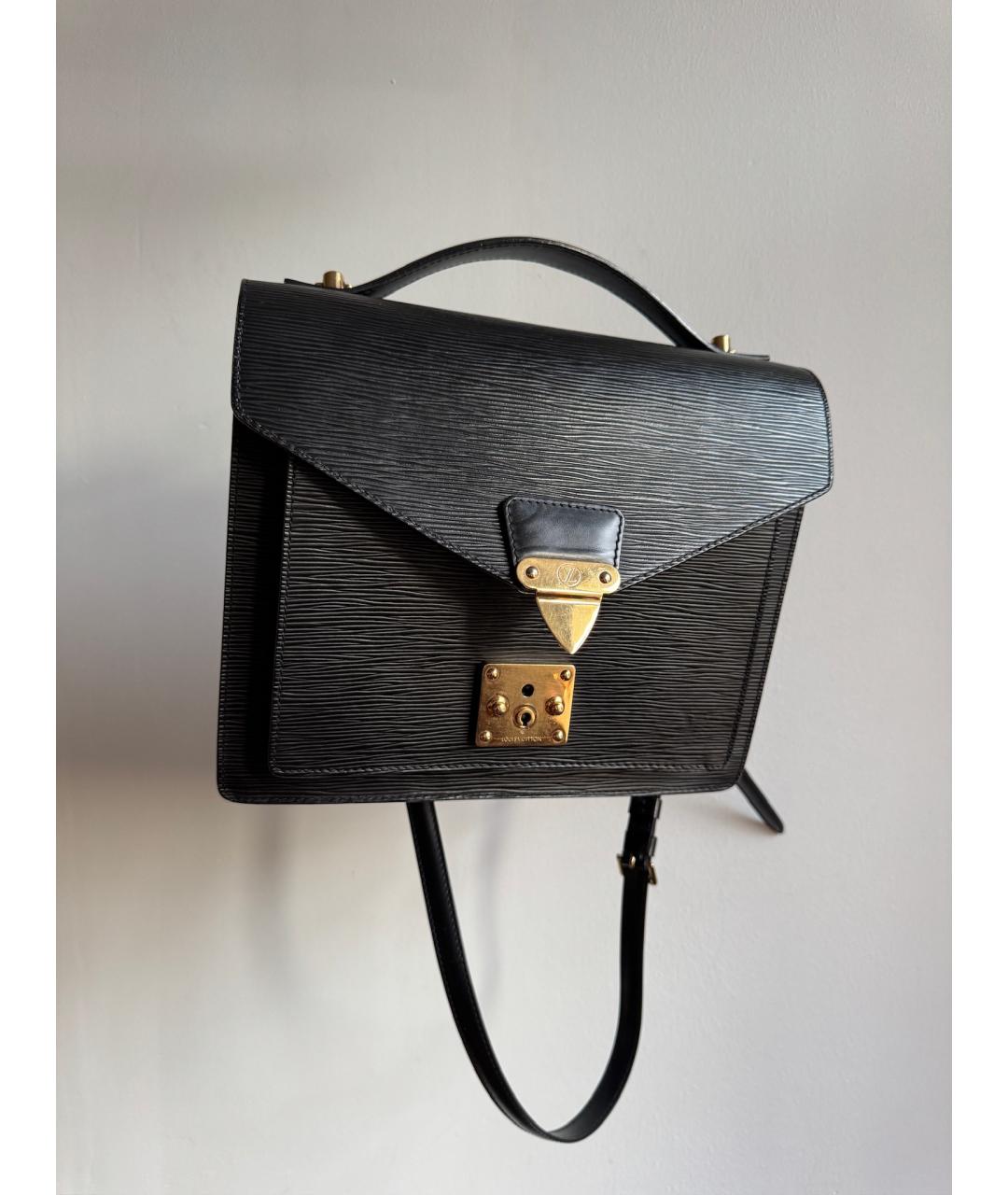 LOUIS VUITTON Черная кожаная сумка через плечо, фото 2