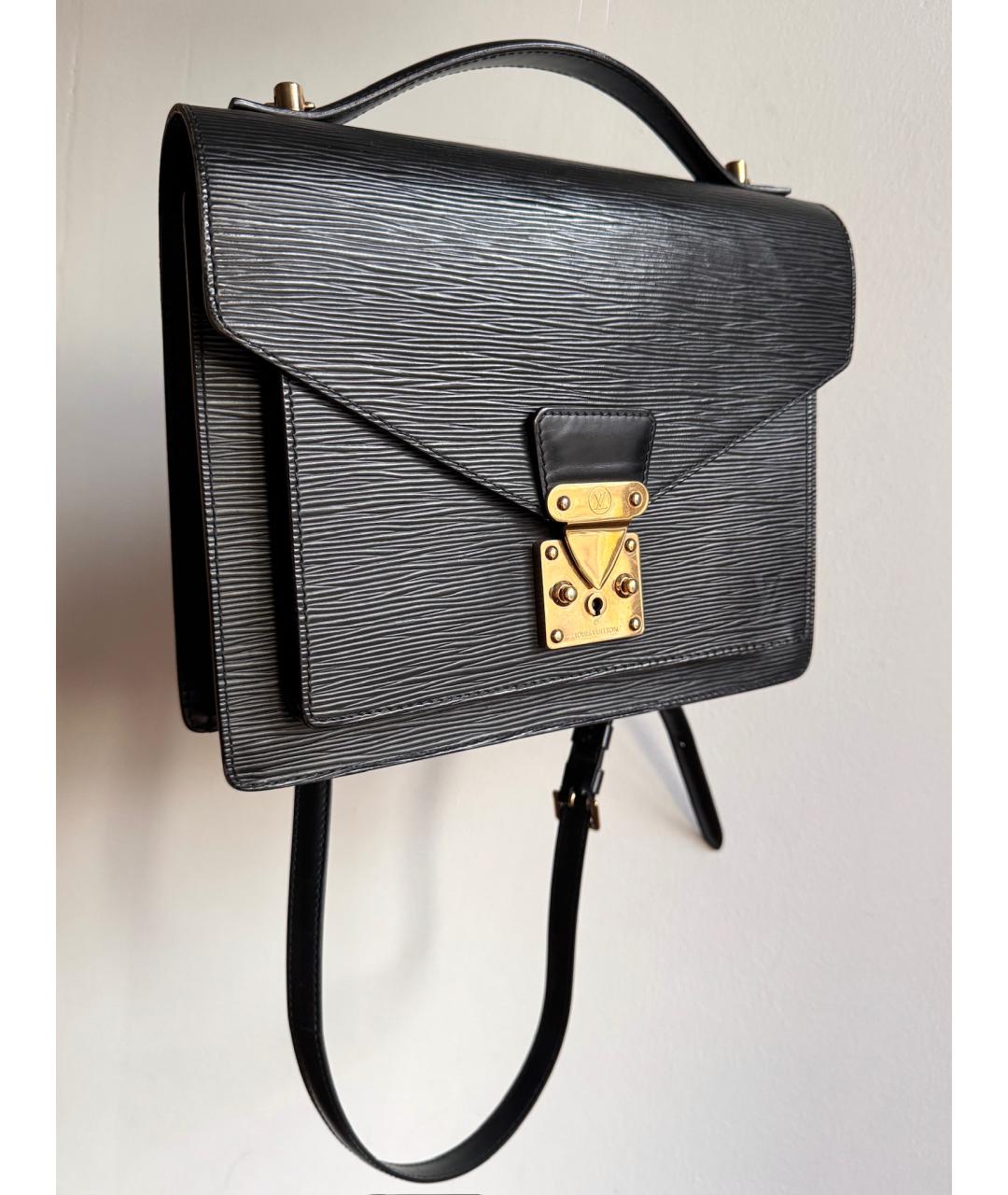 LOUIS VUITTON Черная кожаная сумка через плечо, фото 8