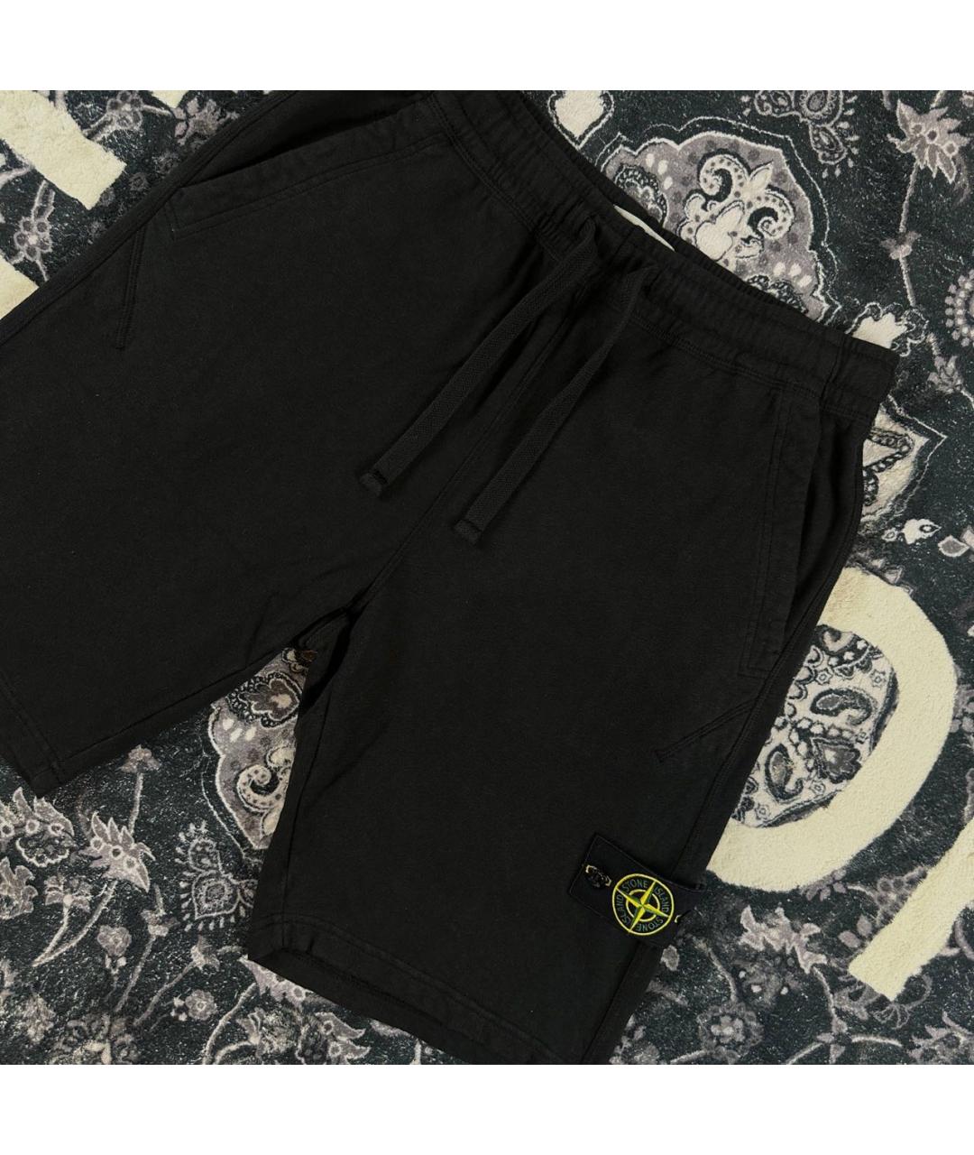 STONE ISLAND Черные хлопковые шорты, фото 2