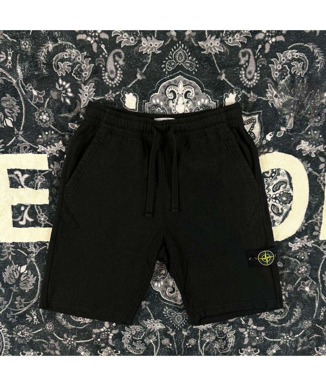 STONE ISLAND Черные хлопковые шорты, фото 6