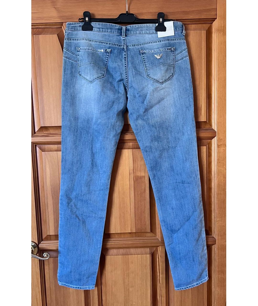 ARMANI JEANS Голубые хлопковые джинсы слим, фото 2