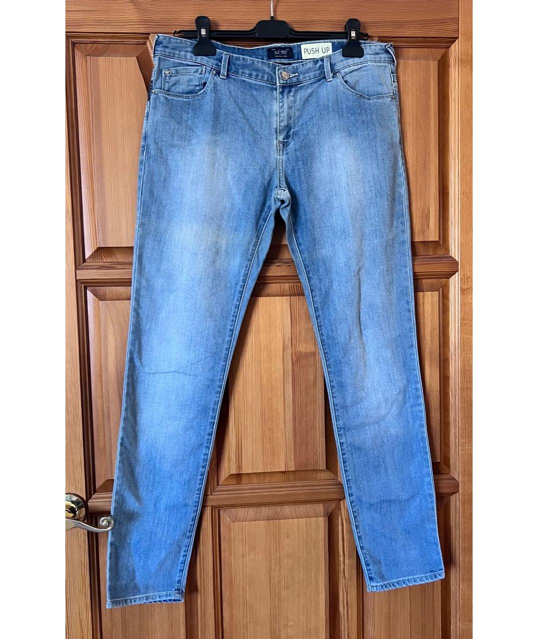ARMANI JEANS Голубые хлопковые джинсы слим, фото 4