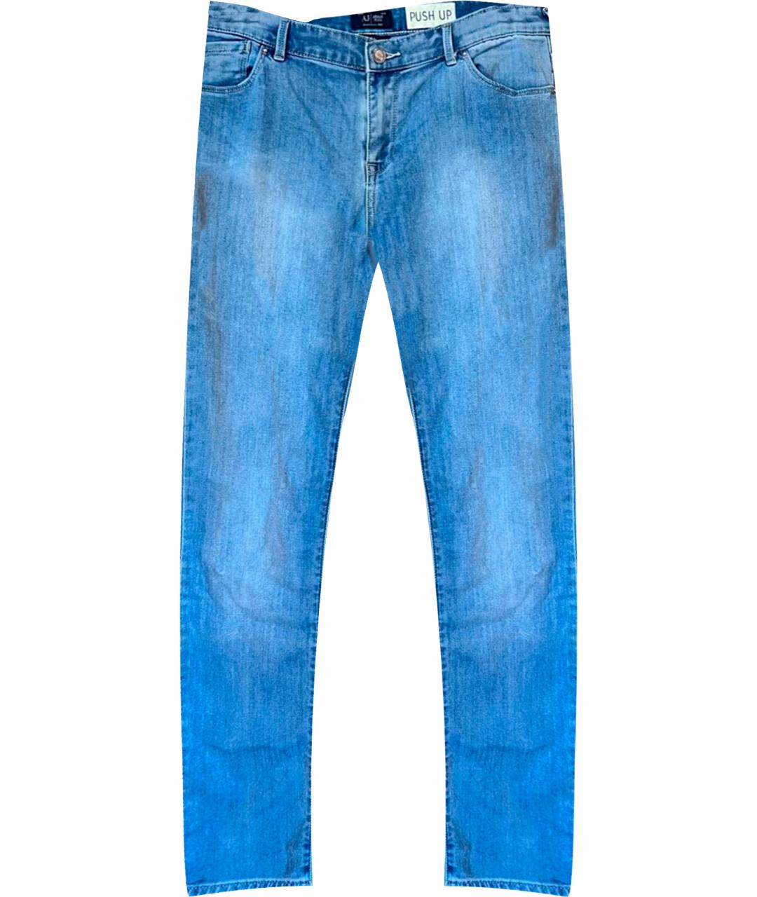 ARMANI JEANS Голубые хлопковые джинсы слим, фото 1