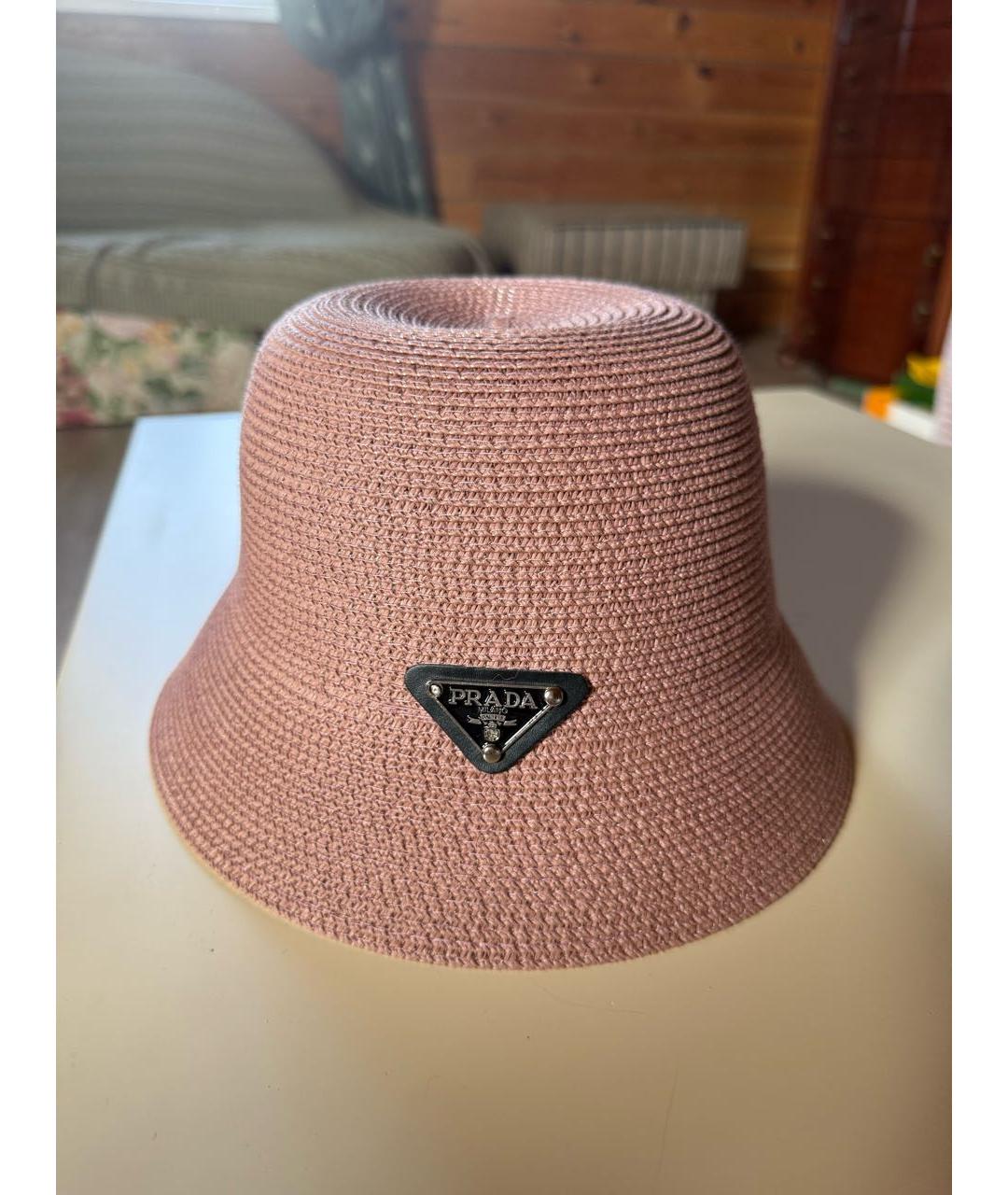 PRADA Розовая соломенная шляпа, фото 4