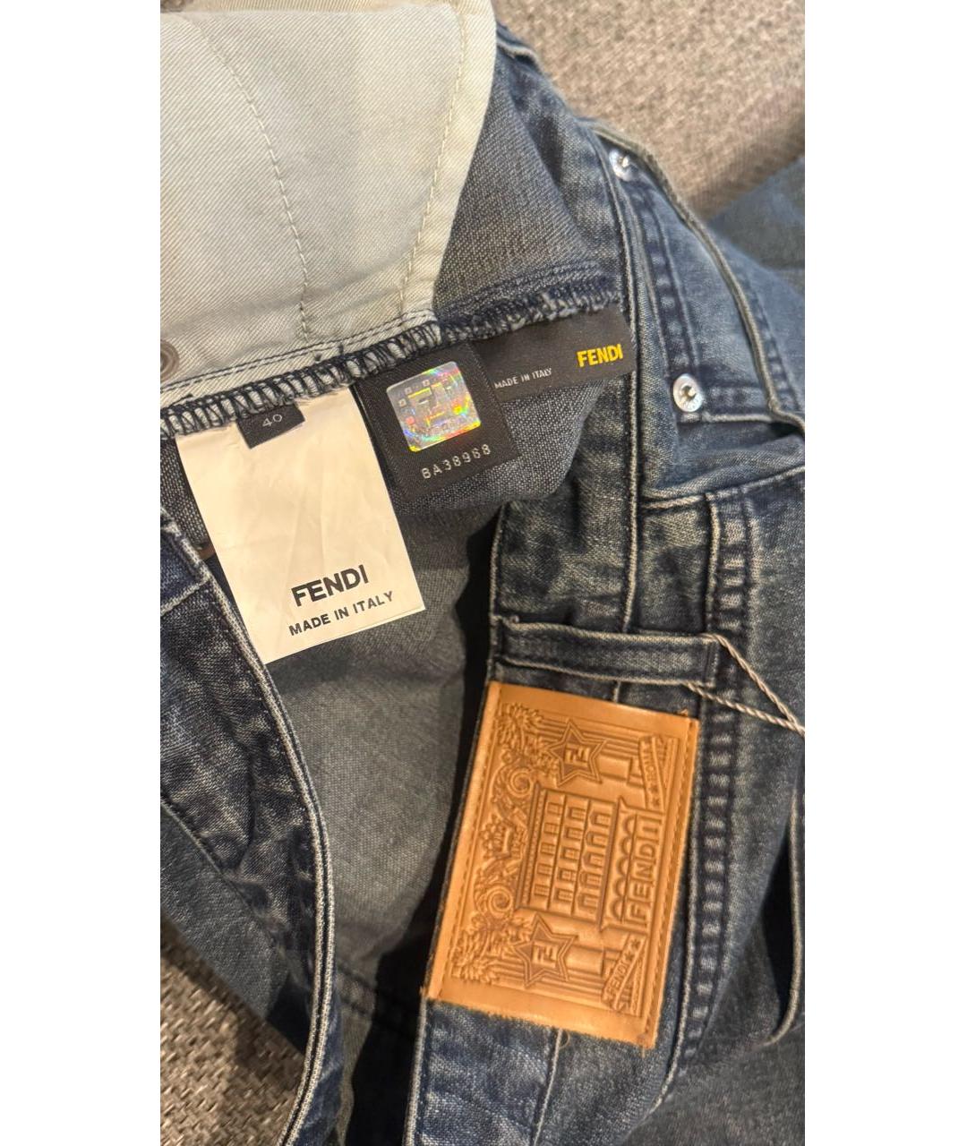 FENDI Темно-синие хлопковые прямые джинсы, фото 3