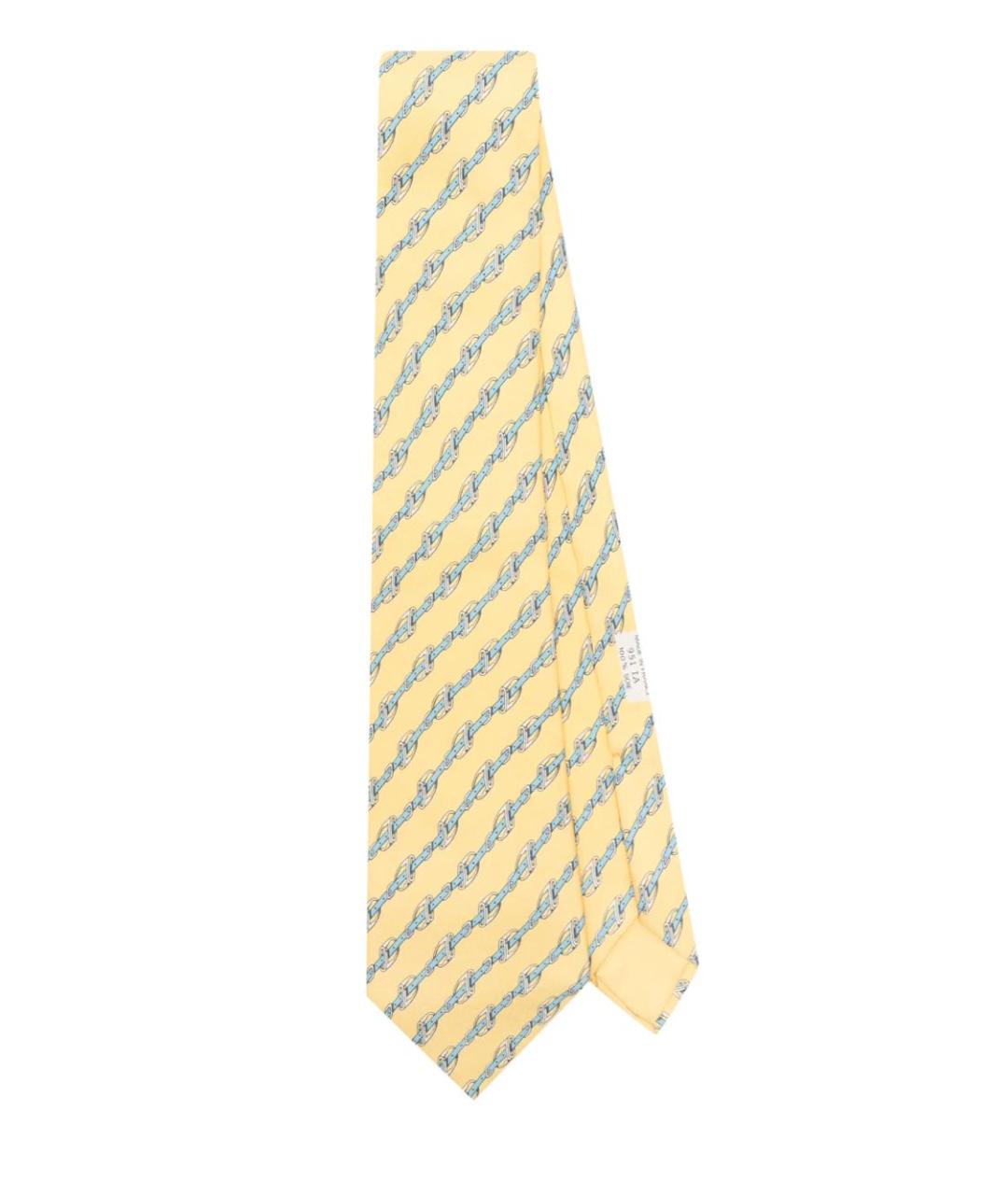 HERMES Желтый шелковый галстук, фото 7