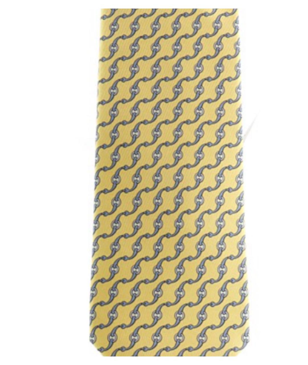 HERMES Желтый шелковый галстук, фото 6