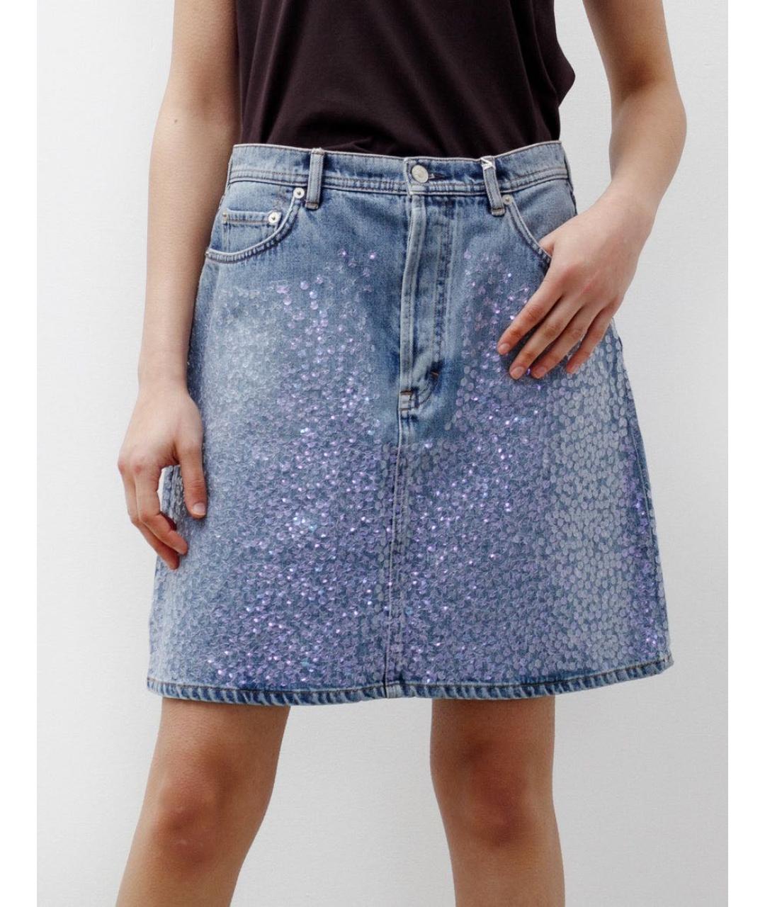ACNE STUDIOS Голубая деним юбка мини, фото 2