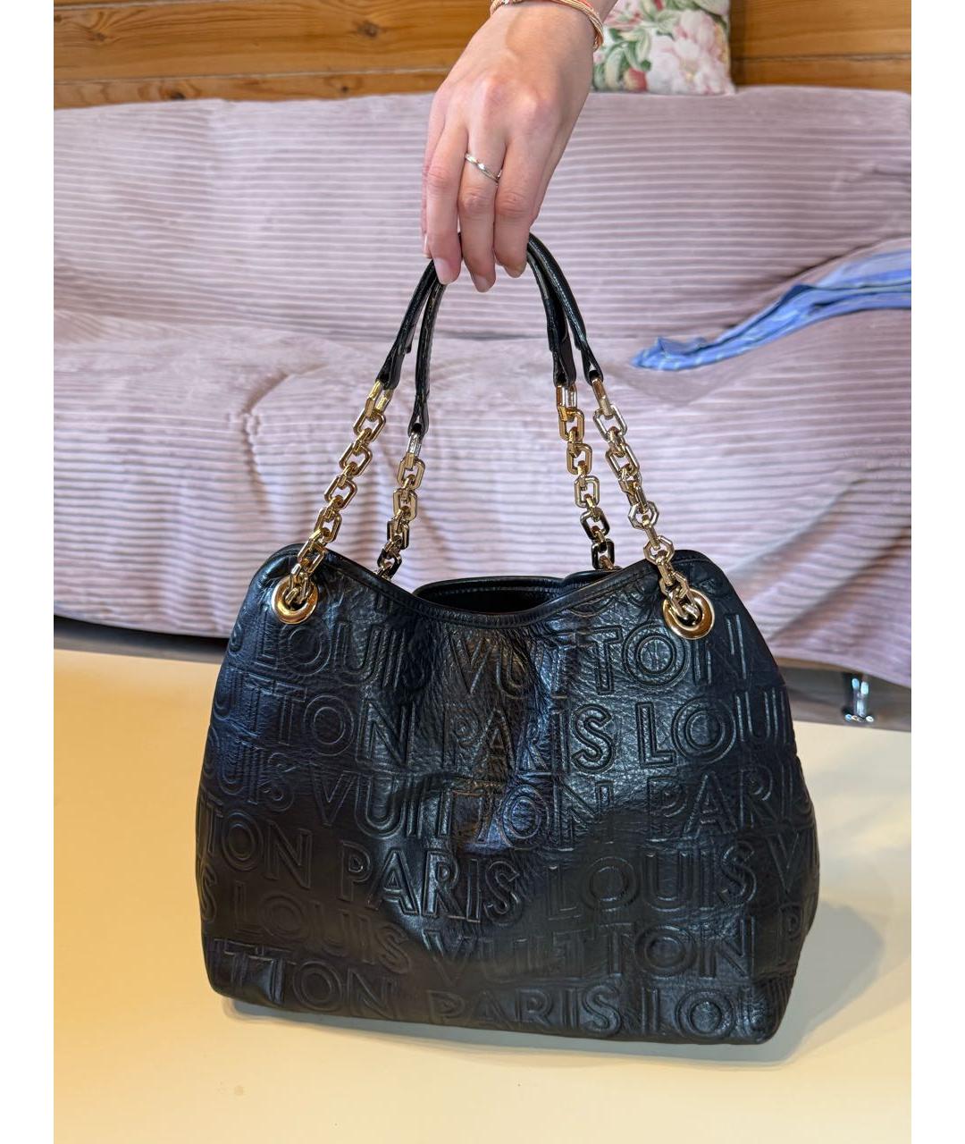 LOUIS VUITTON Черная кожаная сумка тоут, фото 2