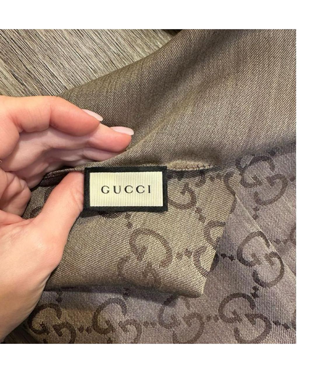 GUCCI Коричневый платок, фото 3