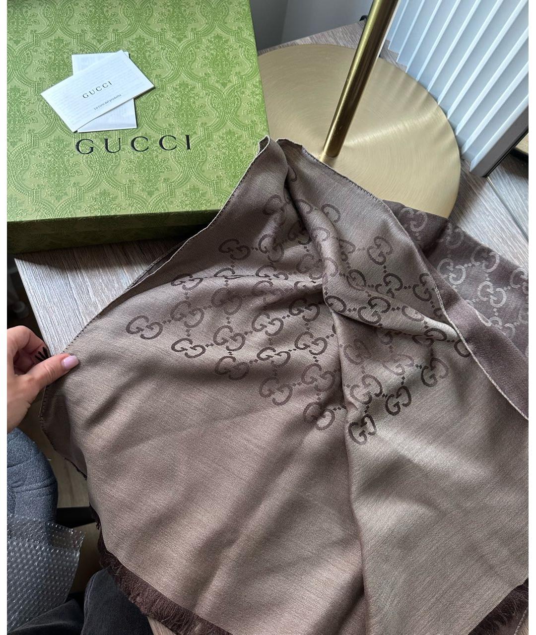 GUCCI Коричневый платок, фото 4