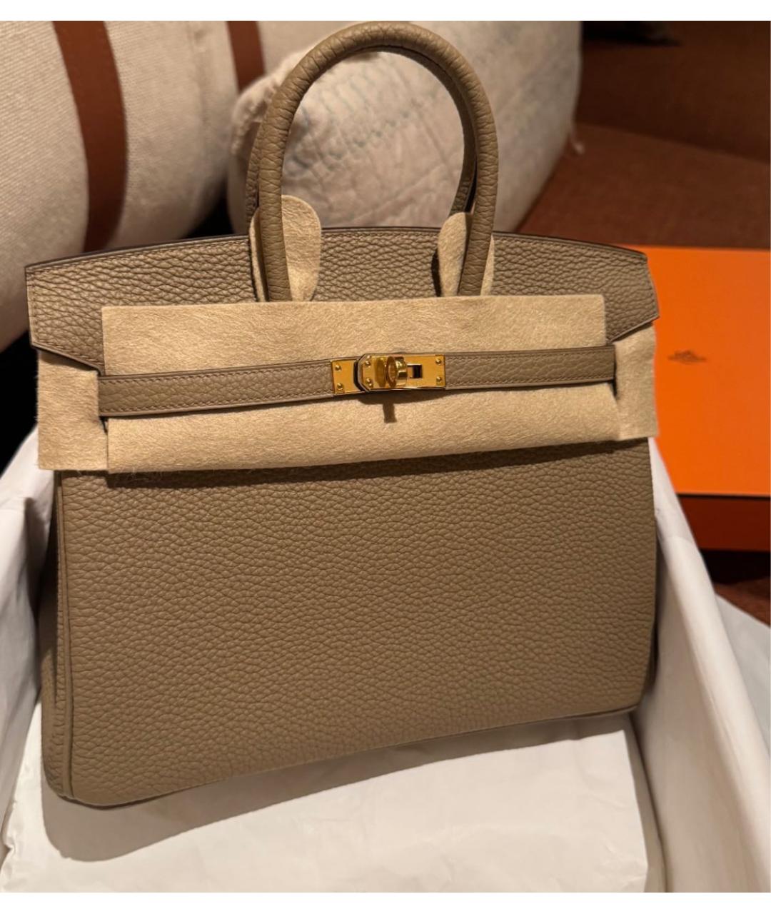 HERMES Бежевая кожаная сумка тоут, фото 2