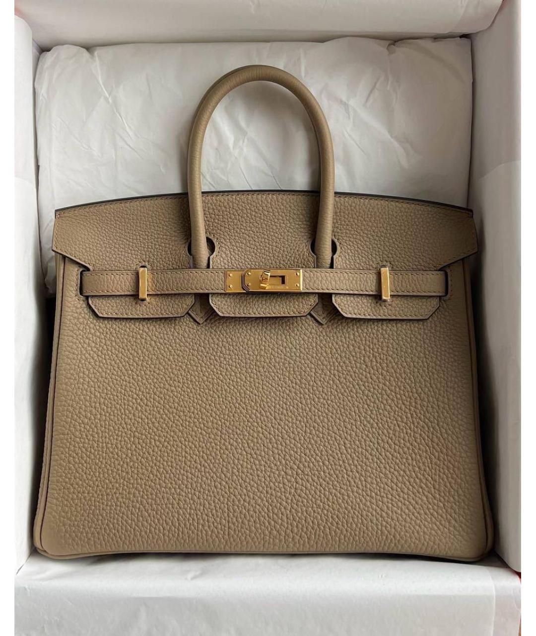 HERMES Бежевая кожаная сумка тоут, фото 3