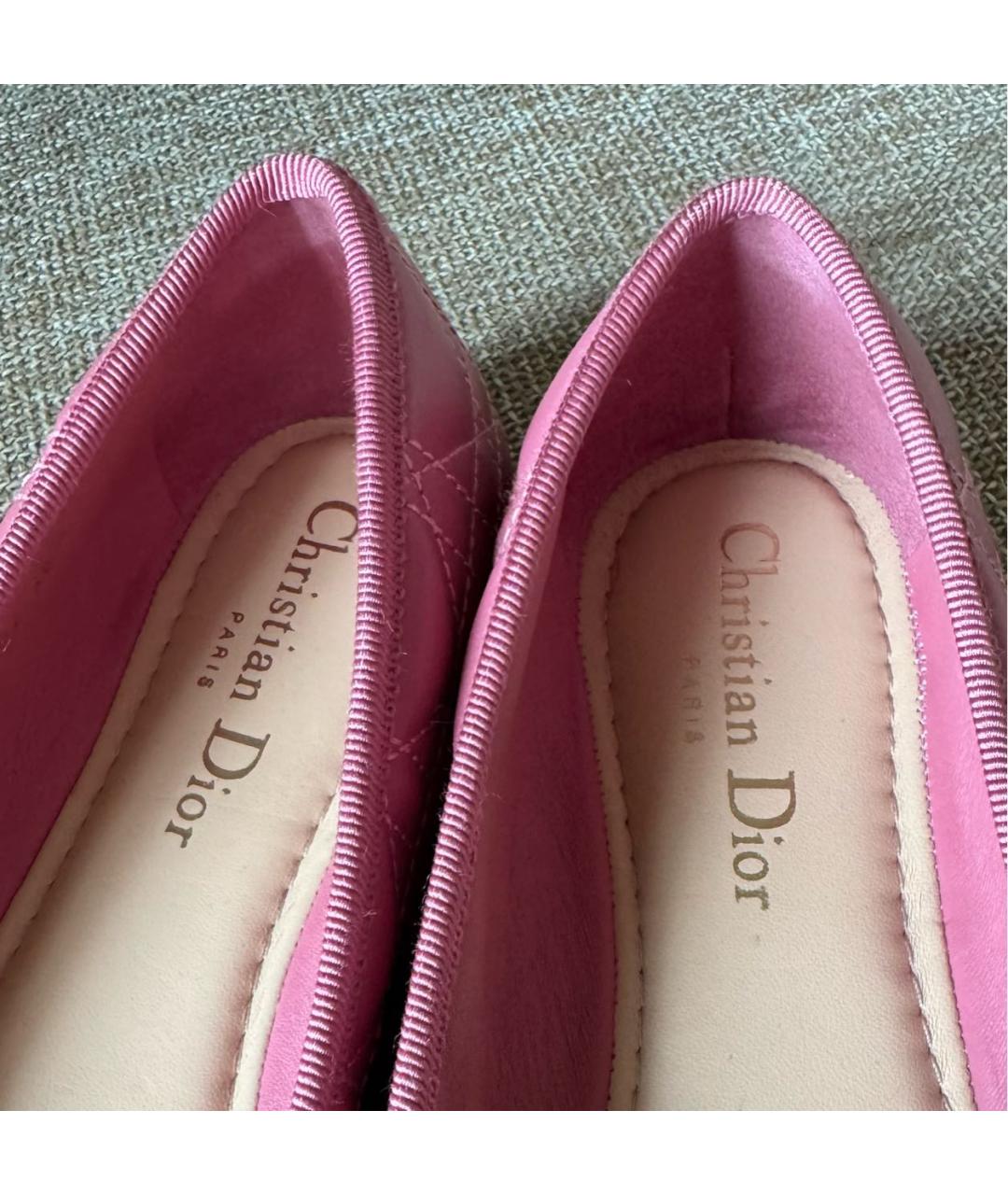 CHRISTIAN DIOR Розовые кожаные балетки, фото 3