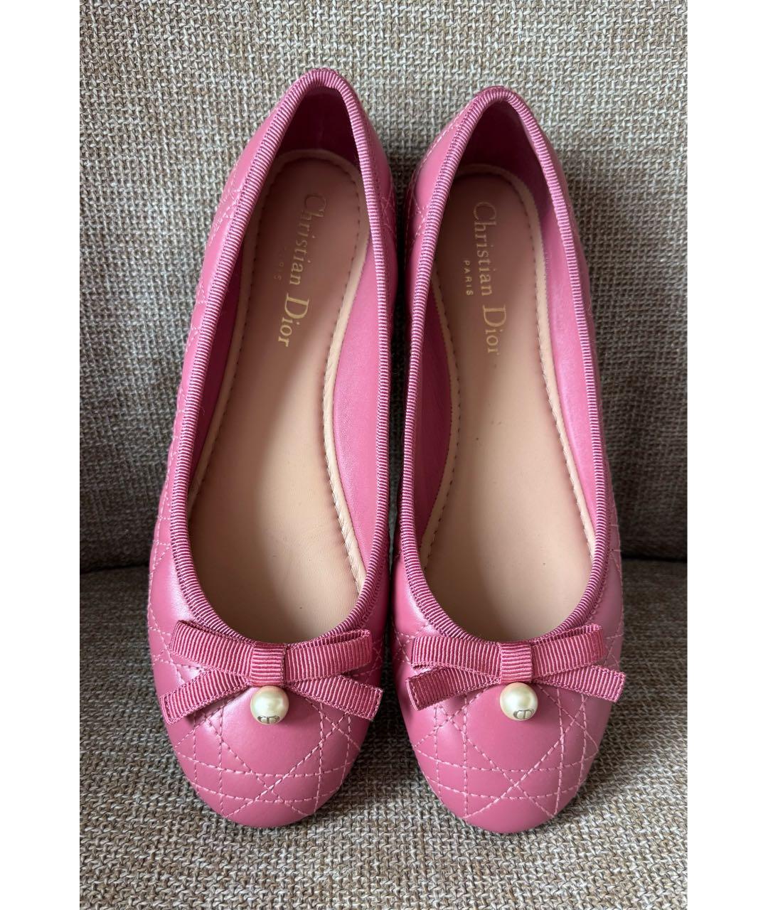 CHRISTIAN DIOR Розовые кожаные балетки, фото 2