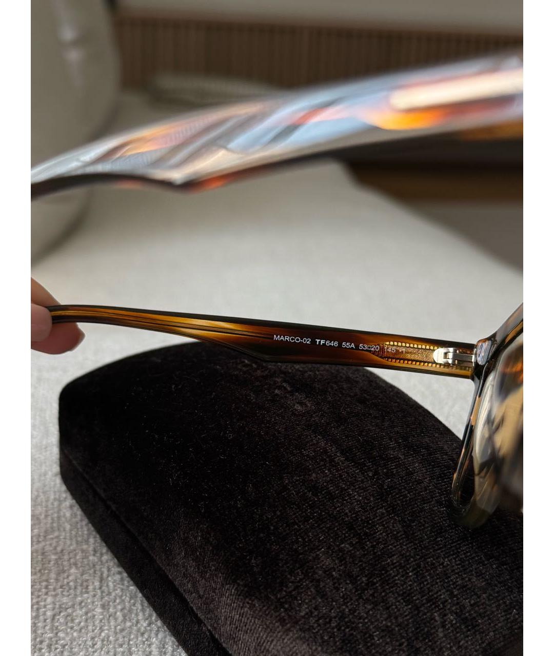 TOM FORD Коричневые пластиковые солнцезащитные очки, фото 7