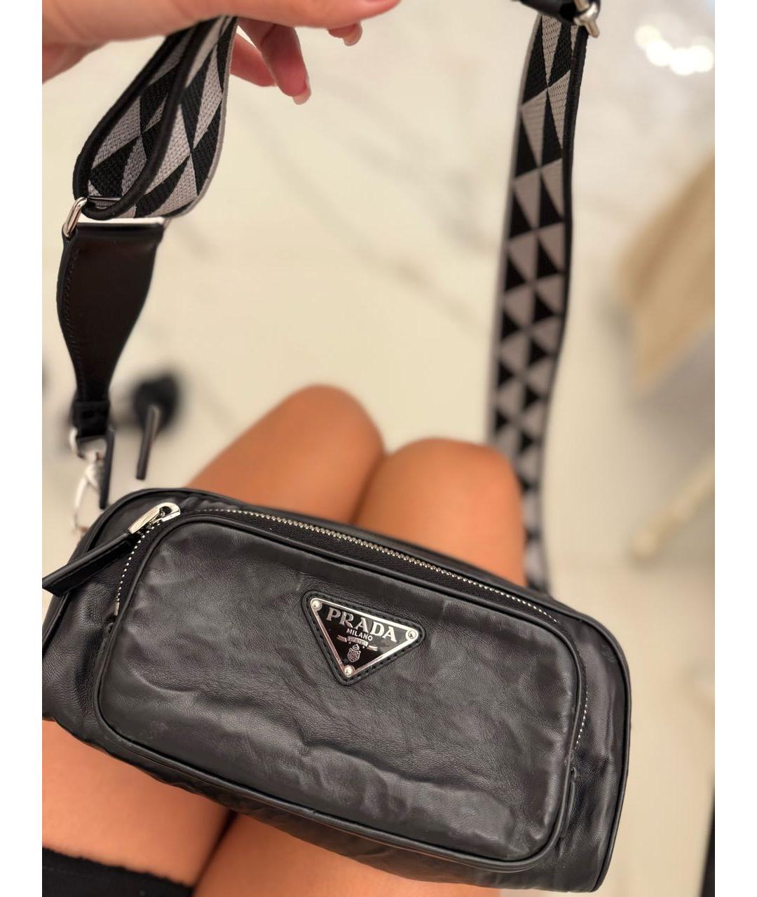 PRADA Черная кожаная поясная сумка, фото 7