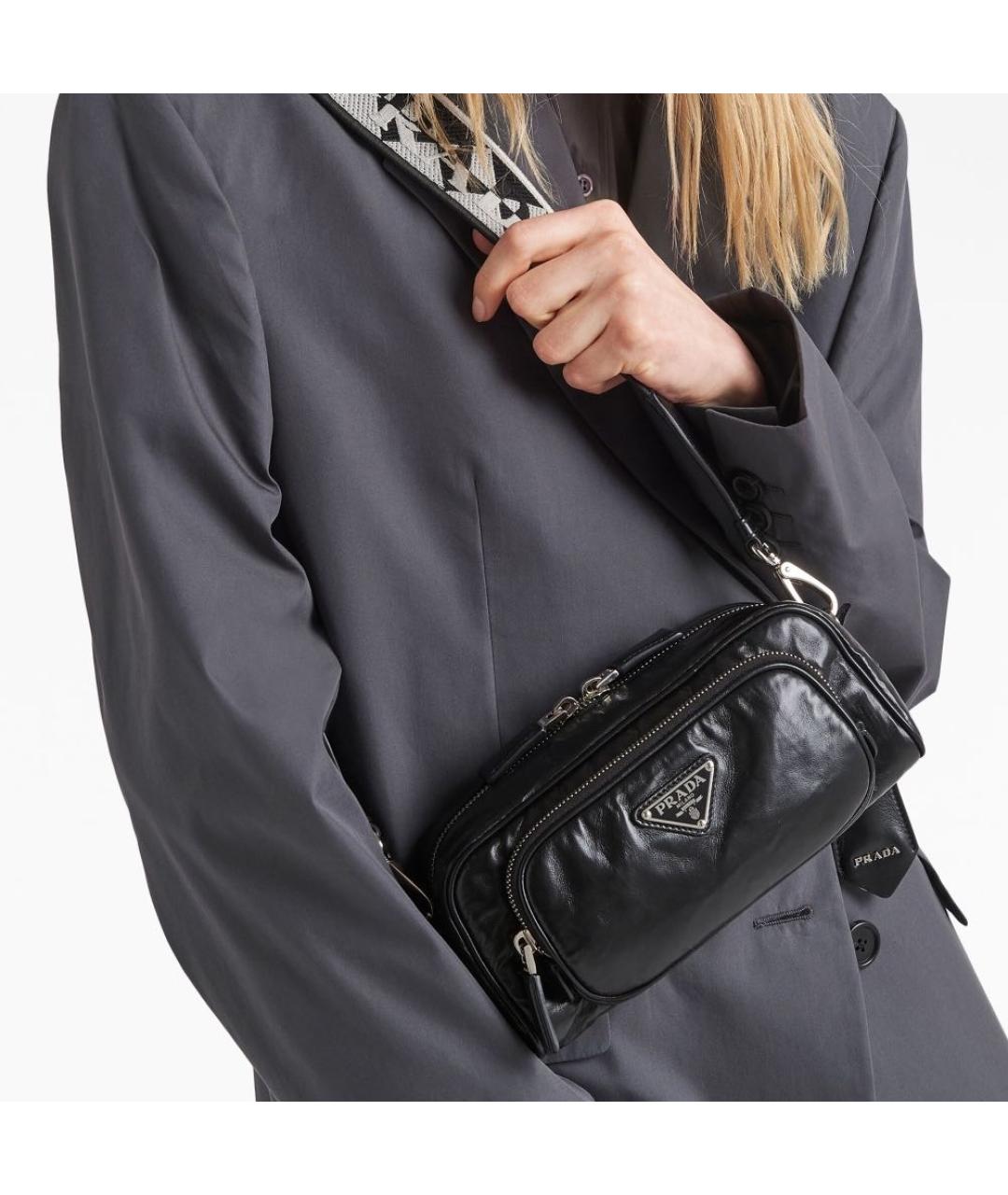 PRADA Черная кожаная поясная сумка, фото 2