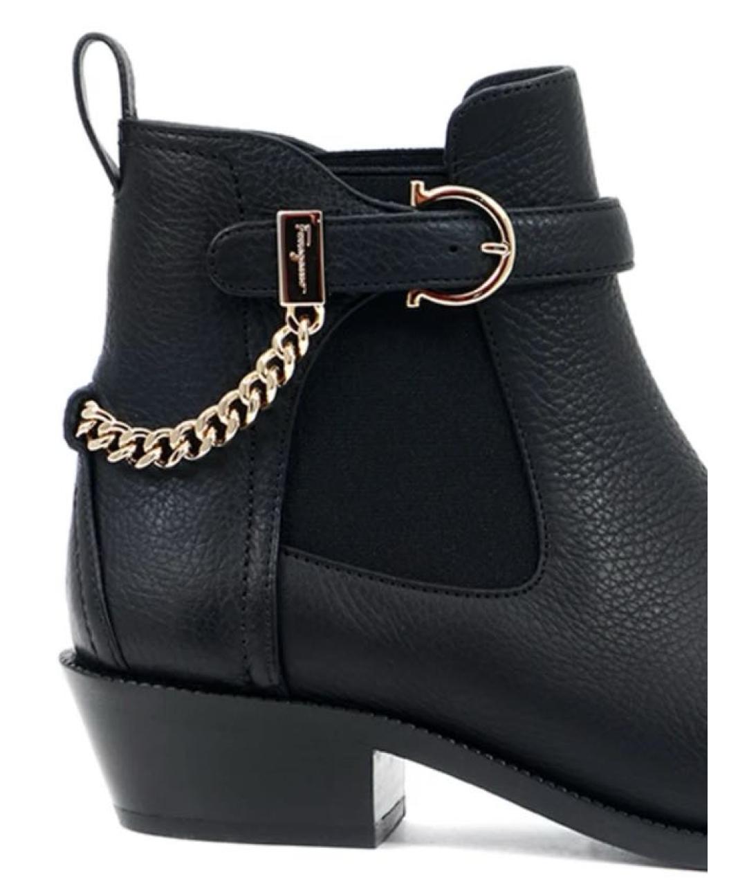 FERRAGAMO Черные кожаные ботильоны, фото 6