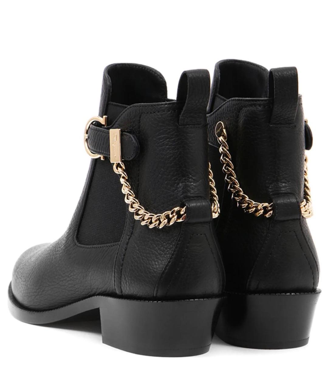 FERRAGAMO Черные кожаные ботильоны, фото 4