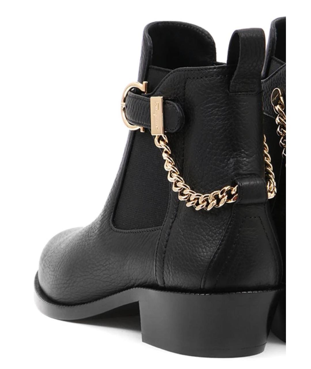 FERRAGAMO Черные кожаные ботильоны, фото 5