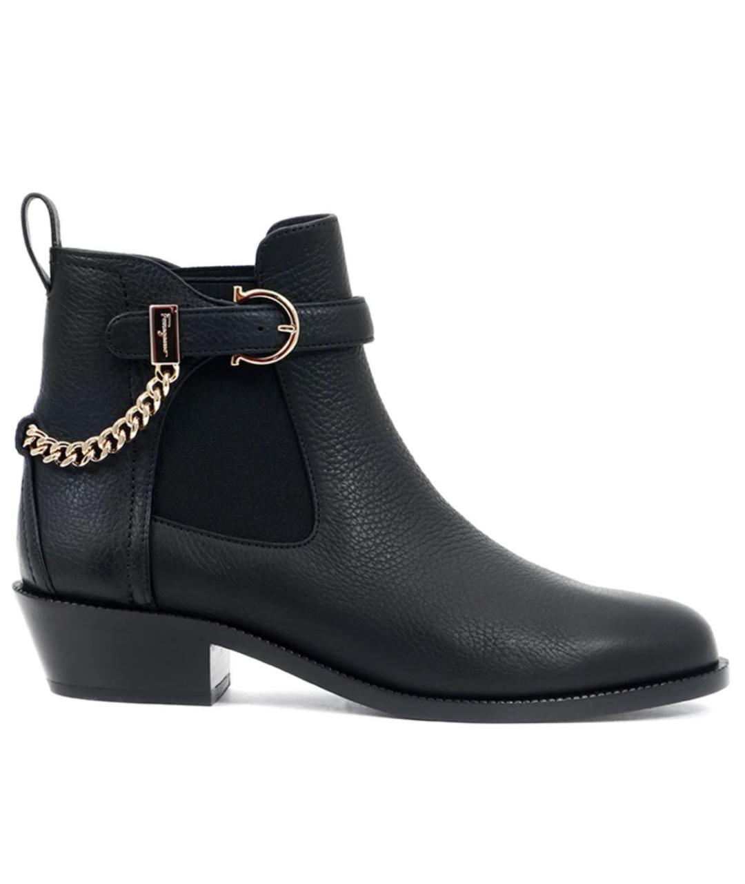 FERRAGAMO Черные кожаные ботильоны, фото 7