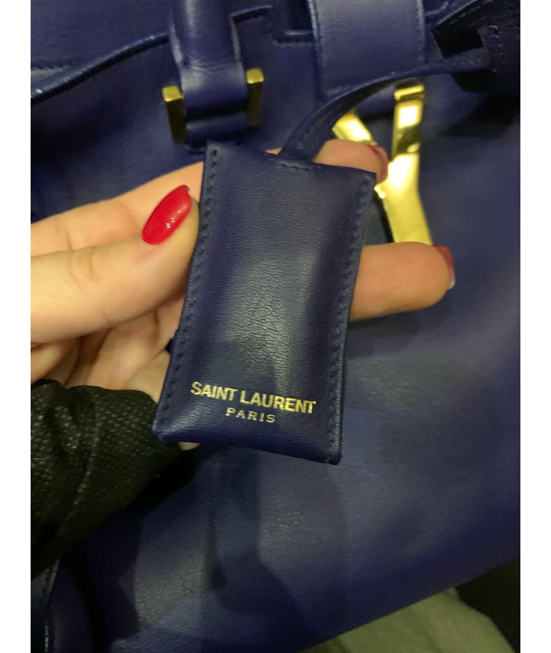 SAINT LAURENT Синяя кожаная сумка тоут, фото 4