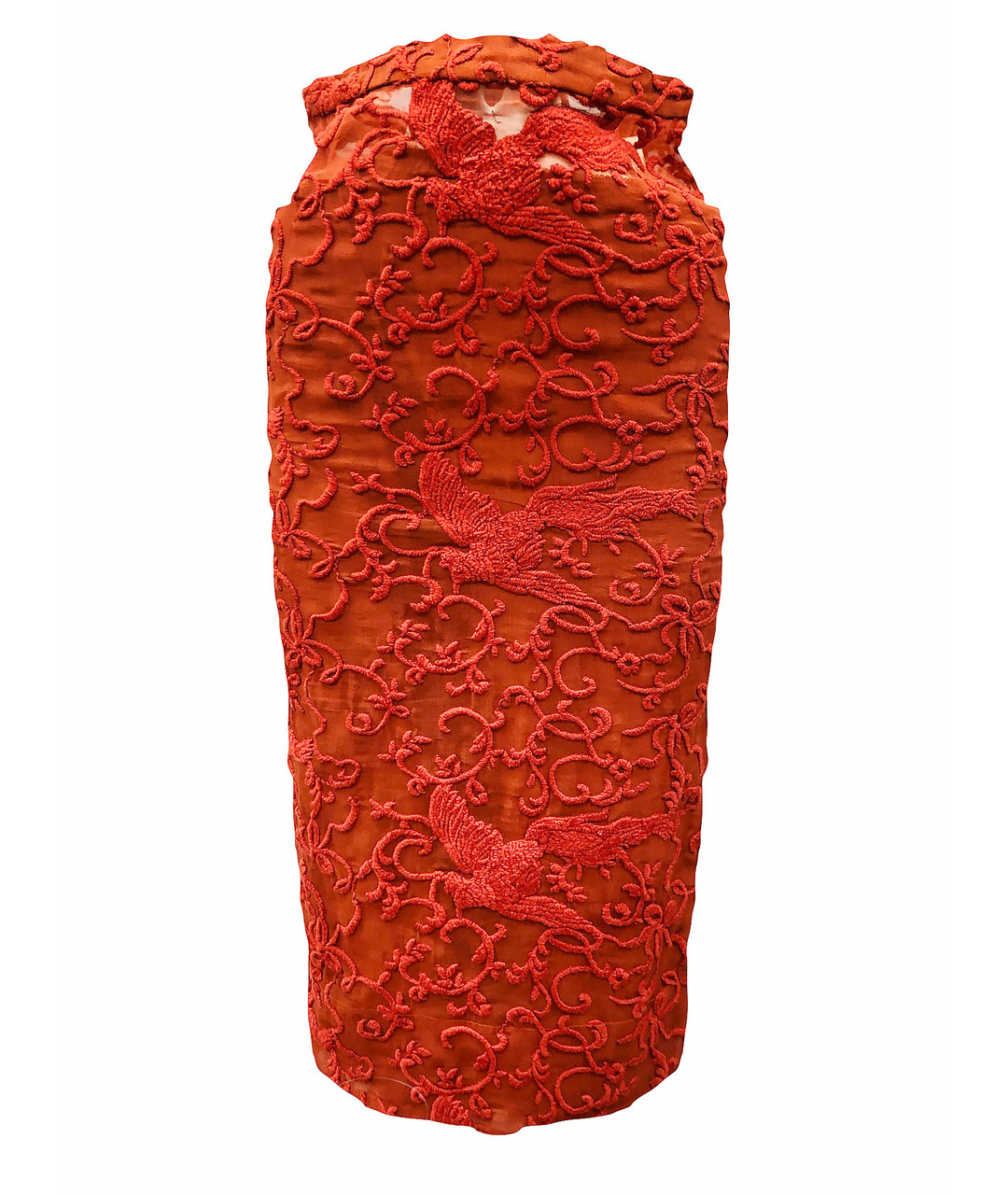 NO. 21 Коралловая кружевная юбка миди, фото 1