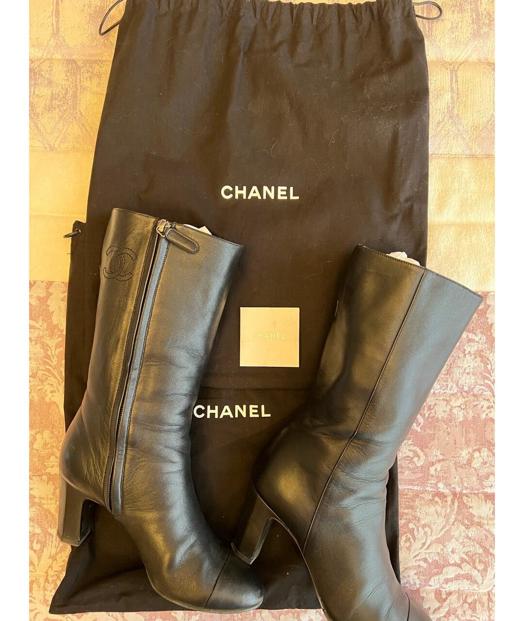 CHANEL PRE-OWNED Черные кожаные сапоги, фото 4