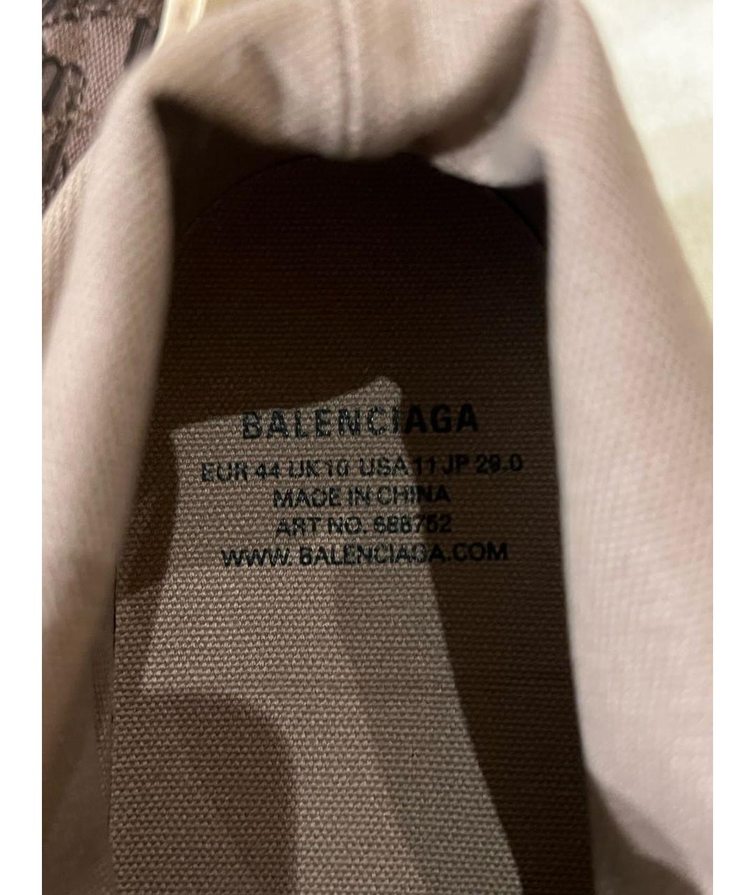 BALENCIAGA Коричневые текстильные низкие кроссовки / кеды, фото 6