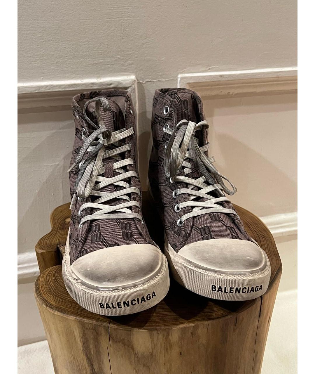 BALENCIAGA Коричневые текстильные низкие кроссовки / кеды, фото 2